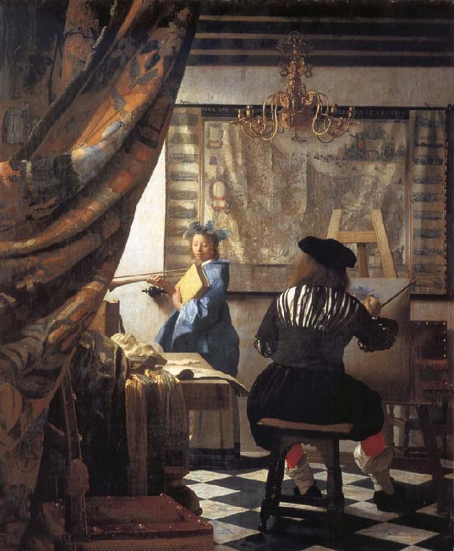 VERMEER VAN DELFT, Jan The Artist in his studio oil painting image